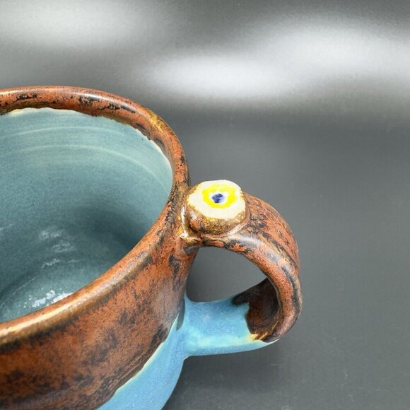 Mel B Pottery Hand Made Studio Art Pottery Coffee Mug Cup Signed Bee Inside - Picture 6 of 14